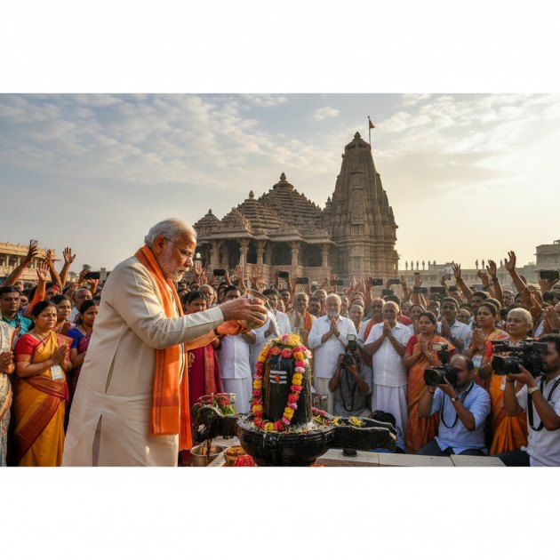 PM मोदी का सोमनाथ में कुंभ अभिषेक: 12 मई 2026 का ऐतिहासिक पल — Breaking News — Trend Duniya